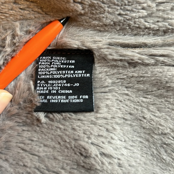 Jones New York hooded gray faux suede swing jacket coat M/L - Picture 3 of 4